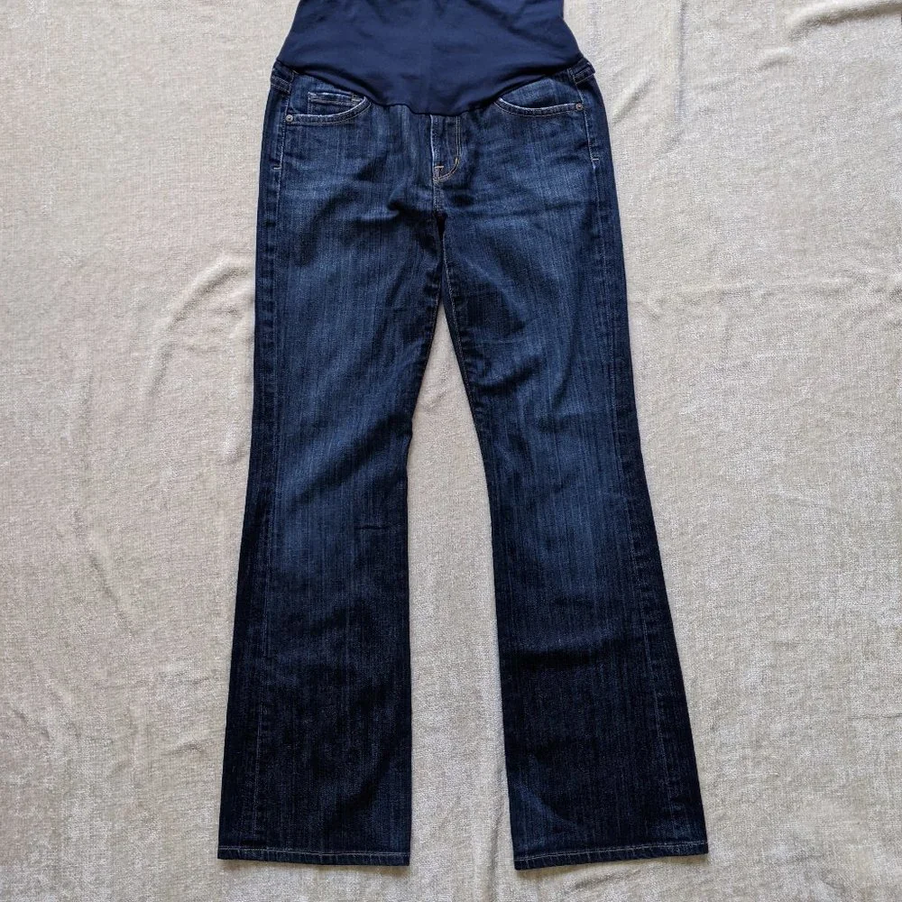 Citizens of Humanity Pea in the Pod Dark Wash Denim Bootcut Maternity Jeans - 29 - Picture 3 of 12